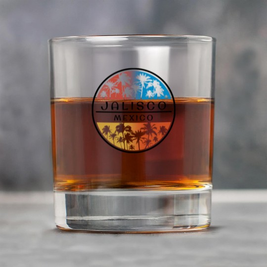 Jalisco Mexico Palm Tree Stylish Vacation Souvenir Rock Glasses
