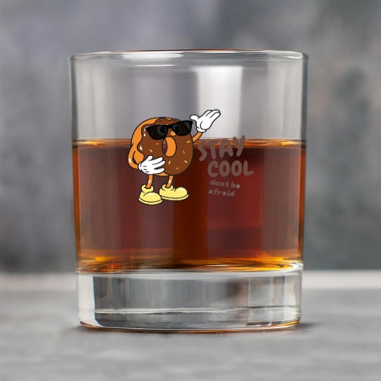 Brown sweet donut , Motivational words ,cartoon Rock Glasses