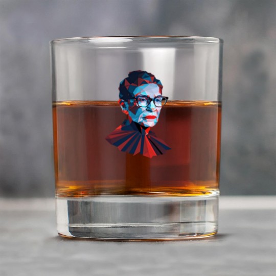 Ruth Bader Ginsburg low polygon design red blue Rock Glasses
