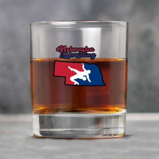 Nebraska Wrestling (USA Colors) Rock Glasses