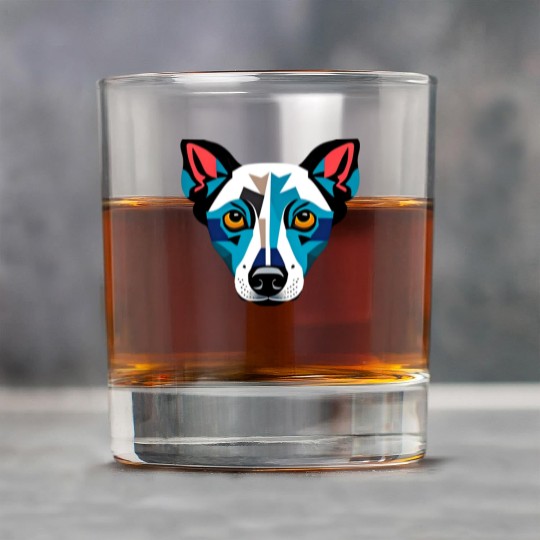 Blue scale dog portrait Rock Glasses