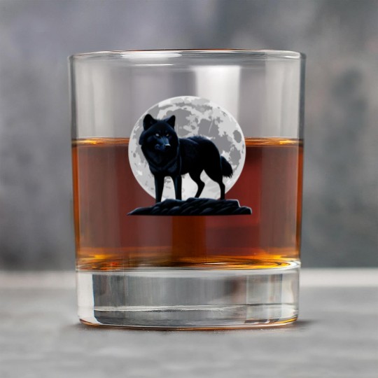 Wolf howling at the moon graphic Rock Glasses