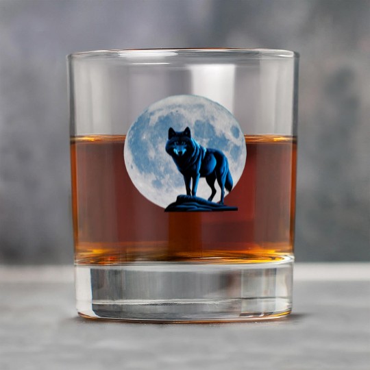 Wolf howling at the moon graphic Rock Glasses
