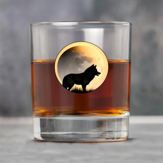 Wolf howling at the moon graphic Rock Glasses