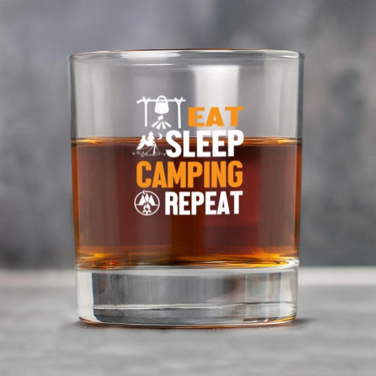 Eat Sleep Camping Weekend Repeat Rock Glasses
