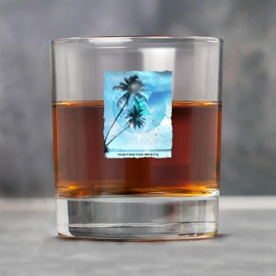 Artistic Huntington Beach California Palm Tree Rock Glasses