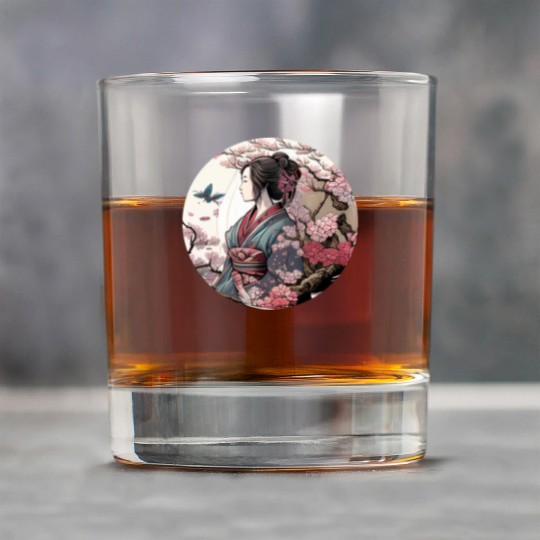 Beautiful Geisha Geiko Geigi Cherry Blossom Sakura Rock Glasses