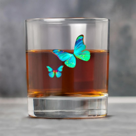 Blue Green Butterflies Rock Glasses