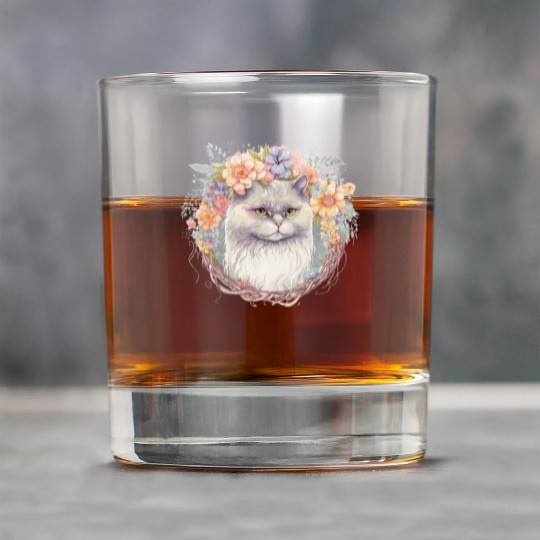 Cute Persian Cat Flower Crown Cats Pet Kitten Rock Glasses