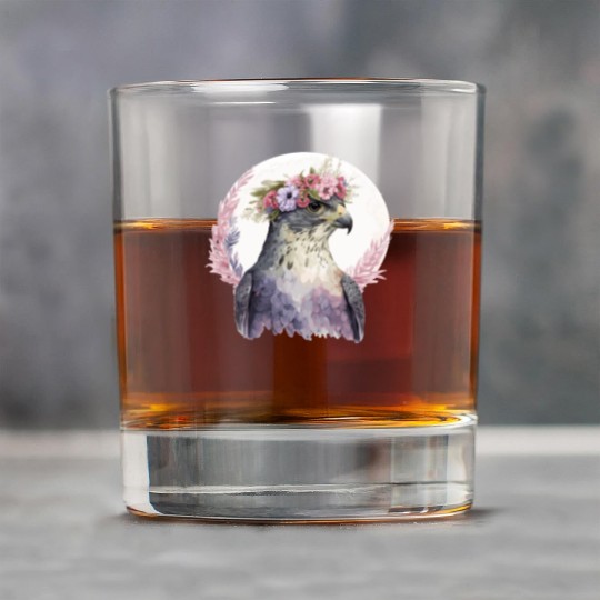 Falcon Birds Of Prey Flower Crown Floral Bird Watc Rock Glasses