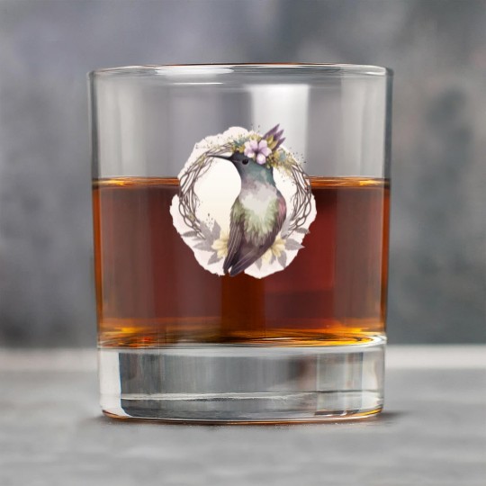 Watercolor Hummingbird Flower Crown Floral Birds Rock Glasses