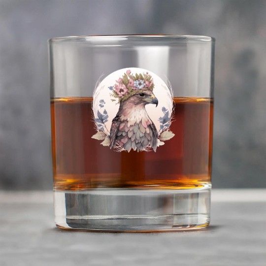 Cute Hawk Bird Of Prey Flower Crown Floral Bird Wa Rock Glasses