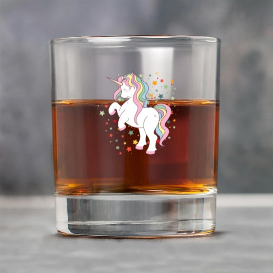 Cute Rearing Rainbow Unicorn Falling Stars Rock Glasses