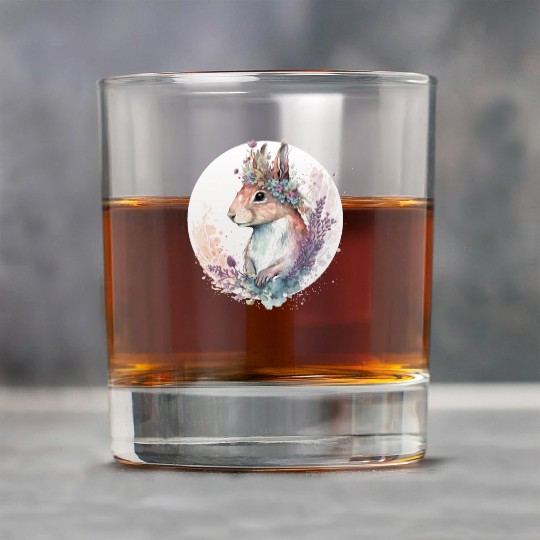 Cute Watercolor Squirrel Flower Crown Animal Lover Rock Glasses
