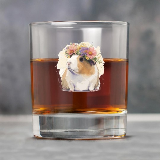 Watercolor Guinea Pig Flower Crown Floral Boho Aes Rock Glasses