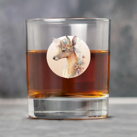 Australian Kangaroo Flower Crown Watercolor Animal Rock Glasses