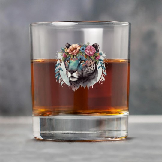 Cute Jaguar Flower Crown Africa Safari Animal Love Rock Glasses