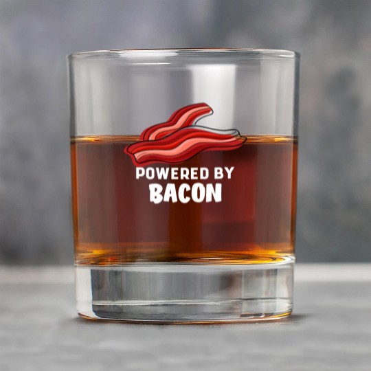 Funny Saying Powered By Bacon Pig Farmer Humorous Rock Glasses