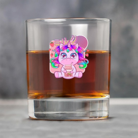 Funny Kawaii Unicorn Strawberry Milk Shake Rock Glasses