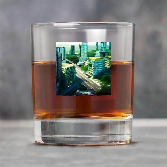 Green Horizon: A Vision of Sustainable Cityscape Rock Glasses