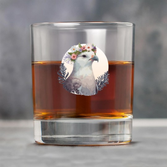 Cute Fulmar Bird Flower Crown Floral Tropical Bird Rock Glasses