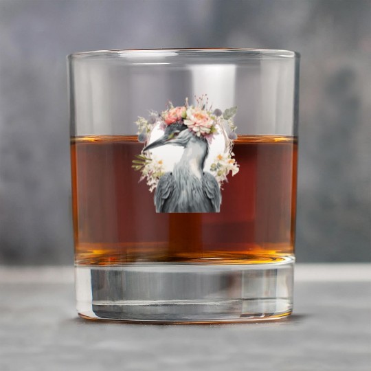 Watercolor Heron Freshwater Bird Flower Crown Flor Rock Glasses
