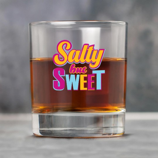 Salty But sweet Funny Typography Design Rock Glasses