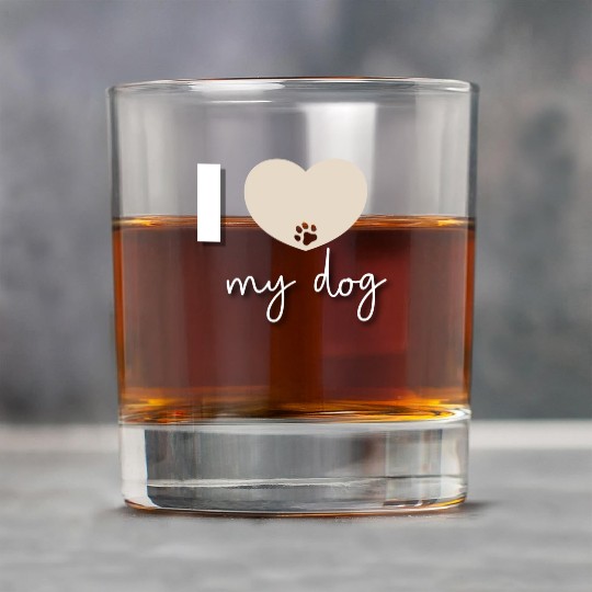 I Love My Dog Beige Heart Rock Glasses