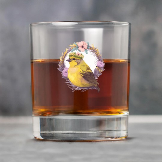 Cute Watercolor Canary Bird Flower Crown Pet Birds Rock Glasses