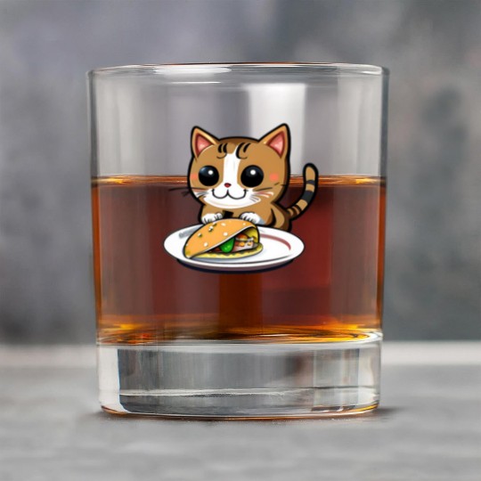 Cute Cat and Taco: A Playful Combination for Your Rock Glasses