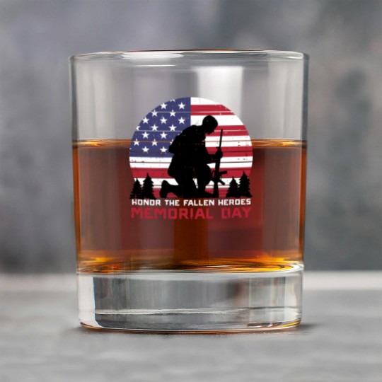 Honor The Fallen Heroes Memorial Day Us Flag Rock Glasses