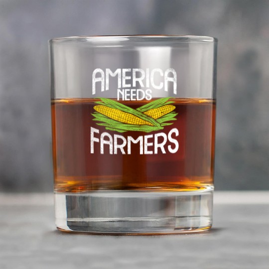 America Needs Farmers Agriculture Corn Farming Rock Glasses