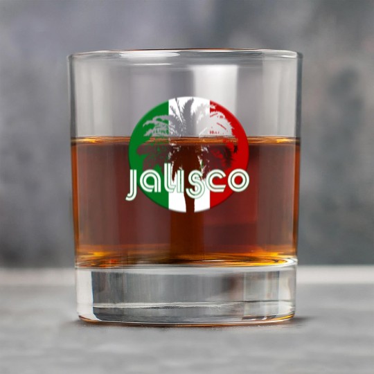 Jalisco Mexico Flag Native Palm Tree Mexican Rock Glasses
