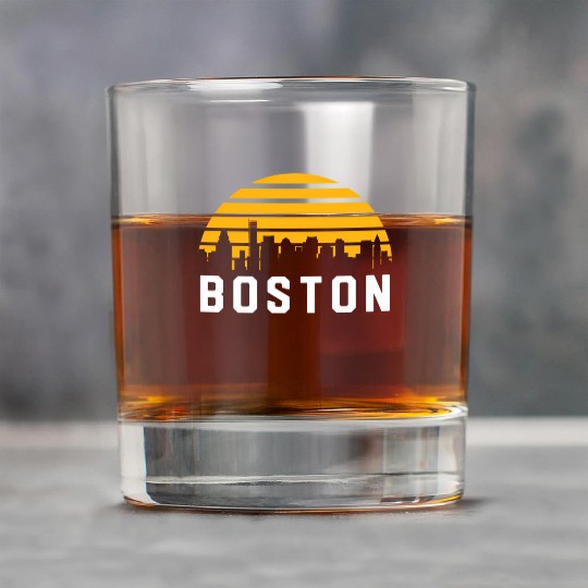 Boston Massachusetts Cityscape Yellow Rock Glasses