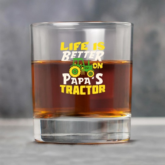 Life Is Better On Papas Tractor Farmer Fathers Day Rock Glasses