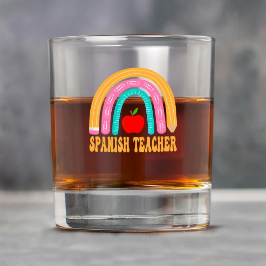 Spanish Teacher Rainbow Pencil Back To School Appr Rock Glasses