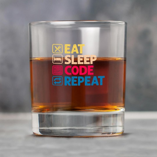 Eat Sleep Code Repeat Funny Binary Programmer Rock Glasses
