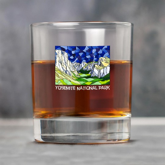 Yosemite Valley Stained Glass Style Rock Glasses