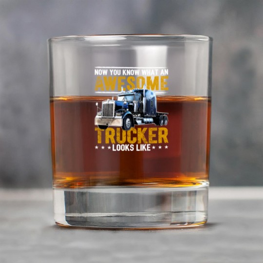 Awesome Trucker Big Rig Semi-Trailer Truck Driver Rock Glasses