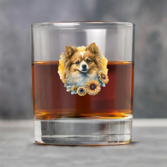 Cute Pomeranian Sunflower Dog Breed Pet Puppy Rock Glasses
