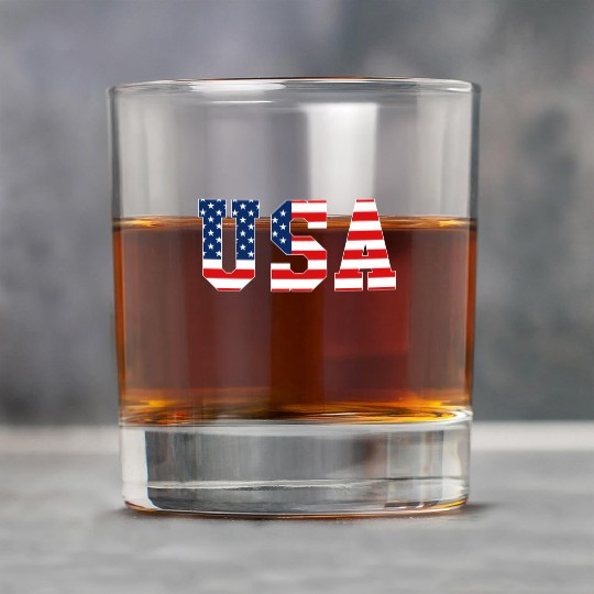 Usa Patriotic American Flag Red White Blue Rock Glasses