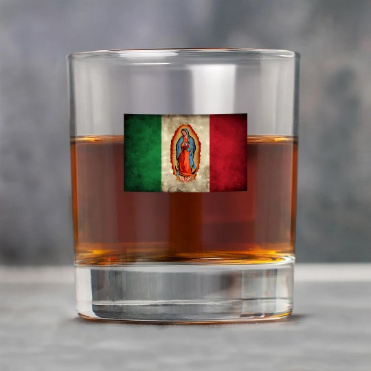 Our Lady Virgen De Guadalupe Mecan Flag Rock Glasses