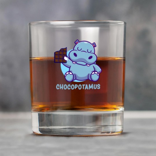 Chocopotamus Funny Chocolate Lover Hippopotamus Rock Glasses