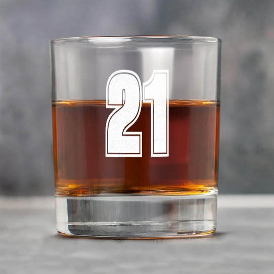 Varsity Sports Team Jersey Number 21 White Rock Glasses
