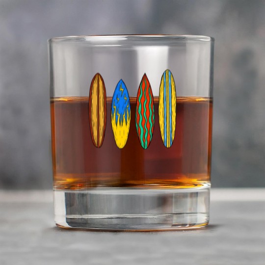 And Colorful Surfboards On Tropical Waves Rock Glasses