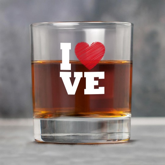 Love Heart Typography for Valentines Day Rock Glasses