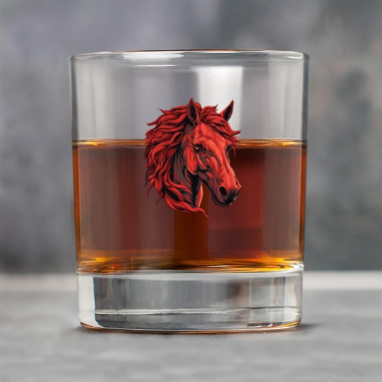 Red Horse Portrait - Vibrant Animal Design Rock Glasses