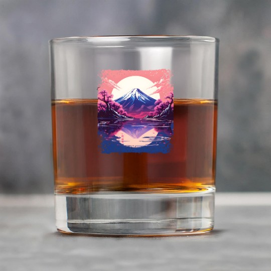 Vaporwave Aesthetic Japan Sight Mount Fuji Volcano Rock Glasses
