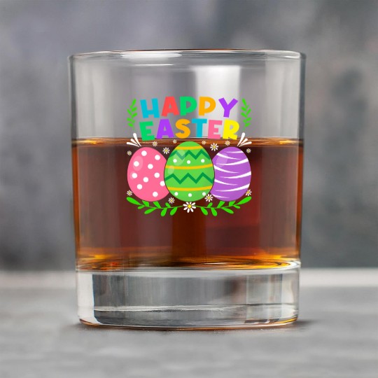Happy Easter Day Bunny Eggs Easter Rock Glasses