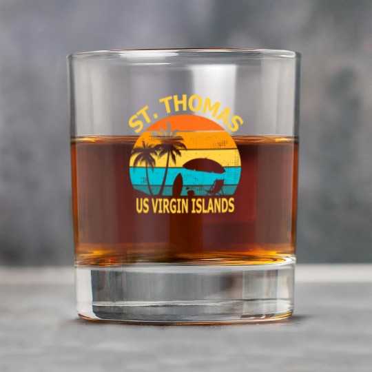 Travel St Thomas Us Virgin Islands Vacation Souven Rock Glasses